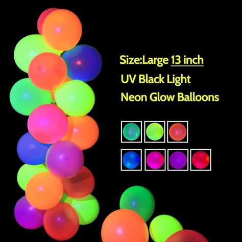 Amazon.com: 13 Inches Colored Neon Balloons UV Neon Party Decorations Glow in the Dark Party Supplies Glow Balloons Black Light Fluorescent Latex Neon Balloons Kids Birthday Party Decoration(60 Pack)… : Home & Kitchen Glow In The Dark Balloons, Glow Balloons, Light Balloons, Neon Balloons, Neon Party Decorations, Neon Party Supplies, Balloon Glow, Kids Birthday Party Decoration, Dark Party