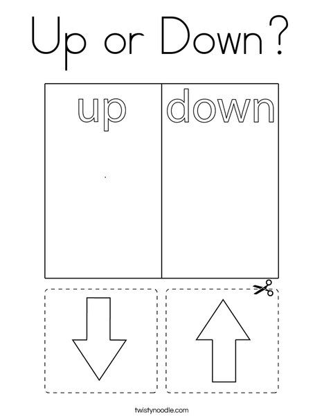 Up or Down Coloring Page - Twisty Noodle Up And Down Worksheet For Kids, Up And Down Worksheet For Preschool, Up Down Worksheet Preschool, Up And Down Worksheet For Kindergarten, Opposite Worksheets Preschool, Up And Down Worksheet, Up And Down Activity, Up And Down, Preschool Opposites