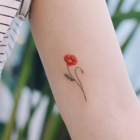 Poppy Tattoo Meaning, Red Poppy Tattoo, Tiny Flower Tattoos, Poppy Flower Tattoo, Poppy Tattoo, Iris Tattoo, Flower Tattoo Meanings, Poppies Tattoo, Shape Tattoo