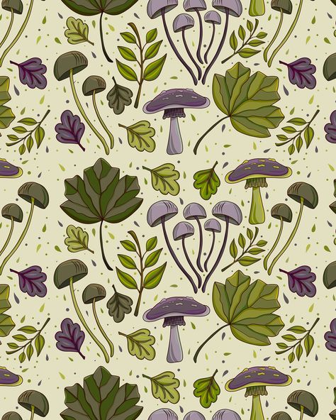 This week pattern 🍁🍂 “Autumn leaves falling down like pieces into place. And I can picture it after all these days.” #fun #colour #illustration #pattern #cute #flower #surfacedesign #fall #paint #fallpattern #autumn #autumnvibes #autumnpattern #mushrooms Autumn Pattern Design, Fall Mushroom Wallpaper, Autumn Pattern Illustration, Mushroom Background Wallpapers, Autumn Board, Mushroom Background, Autumn Leaves Falling, Colour Illustration, Mushroom Wallpaper