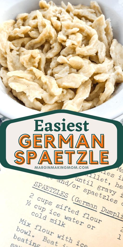 Spaetzle noodles are a type of egg dumpling from Germany, and they're so easy to make! This authentic recipe is perfect for serving as buttered noodles or with sauces, gravies, soups, and stews. German Buttered Noodles, Noodle Dumplings Recipe, Dumpling Noodles Recipe, Kielke Noodles, Swabian Egg Noodles Recipes, Spaetzle Recipes Easy, Hungarian Dumplings Recipe, Spetzel Recipe, Hungarian Noodles