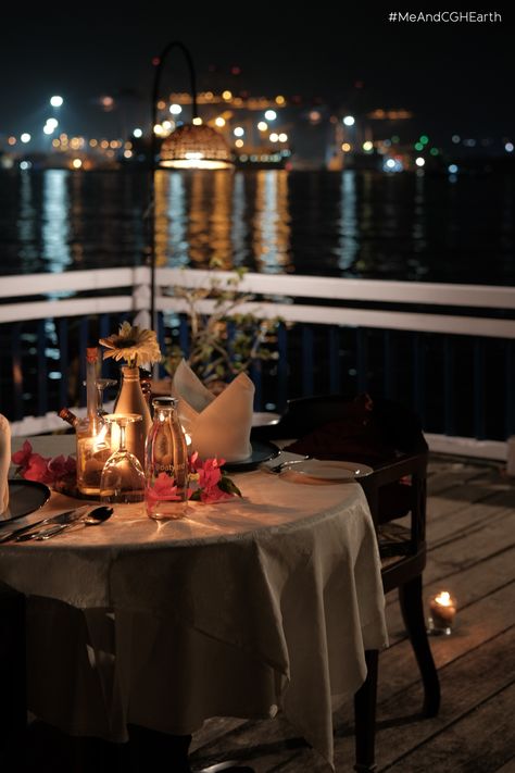 Who says you need to wait for February for a nice romantic candlelight dinner! With a setting by the pier and our chef’s curated dishes, surprise your loved one with a sumptuous meal and everlasting memories. #MeAndCGHEarth #BruntonBoatyard #FortKochi #HistoryHotel #Harbourview #Vintage #Pierdining #Romanticdinner #Pier Romantic Dinner For Two Candlelight, Room Design Wall, Romantic Dinner Decoration, Home Design Kitchen, Romantic Table Setting, Romantic Candle Light Dinner, New Years Dinner, Beach Candle, Dinner Restaurants