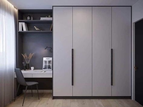 Office In Closet Ideas, Wardrobe Bedroom Ideas, Built In Cupboards Bedroom, Small Room Design Bedroom, Modern Cupboard Design, Wardrobe Door Designs, Built In Cupboards, Wardrobe Interior Design, Bedroom Cabinets