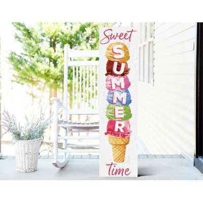 "Indulge in the sweet delights of summer with our delightful Sweet Summer Ice Cream Porch Sign. This charming wooden sign captures the essence of the season with its playful ice cream design, adding a touch of whimsy and nostalgia to your front porch. Crafted with meticulous attention to detail, our Sweet Summer Ice Cream Porch Sign is made from high-quality wood, ensuring its durability and longevity. Measuring 36 inches in length, it is the perfect size to make a statement and bring a smile to Wooden Front Door, Colorful Ice Cream, Painted Wooden Signs, Ice Cream Design, Summer Ice Cream, Wooden Front Doors, Door Murals, Summer Signs, Primitives By Kathy