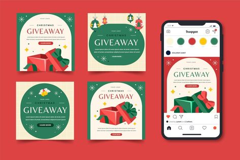 Christmas Giveaway Graphic, Social Media Giveaway Post Design, Christmas Instagram Post Design, Christmas Posts Ideas, Instagram Christmas Post, Holiday Social Media Design, Christmas Post Ideas Instagram, Giveaway Design Ideas, Christmas Social Post