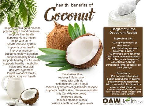 Even the very best health benefits of coconut are numerous. These benefits range from reducing inflammation to supporting many of your body's processes. Coconut Health, Benefits Of Coconut, Deodorant Recipes, Coconut Benefits, Lime Essential Oil, Reducing Inflammation, Coconut Health Benefits, Raw Coconut, Healthy Metabolism