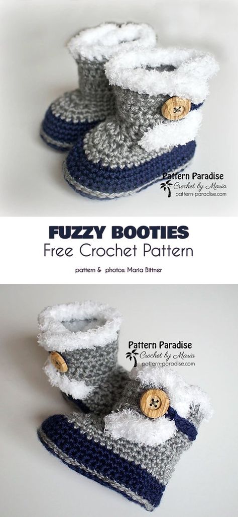 Winter Booties Free Crochet Patterns | Your Crochet Crocheted Baby Booties, Crochet Baby Projects, Crochet Baby Booties Pattern, Crochet Baby Boots, Crochet Baby Shoes Pattern, Crochet Mignon, Confection Au Crochet, Baby Shoes Pattern, Baby Booties Pattern