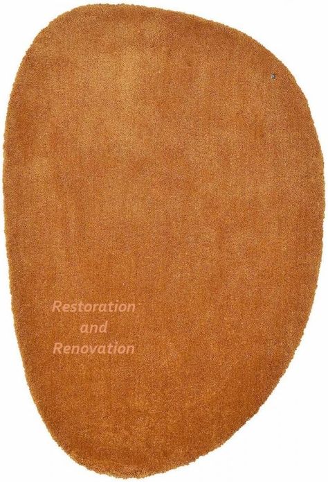 Restoration and Renovation Modern Oval Shape Wool Rug - Irregular Shaped with Soft and Cozy Texture - Ideal for Living Room, Bedroom and More (Gold, 4x6 Feet) Modern Bedroom Rug, Massage Room Decor, Mid Century Modern Rugs, Modern Round Rugs, Mid Century Modern Rug, Dining Rug, Library Inspiration, Cozy Texture, Circular Rugs