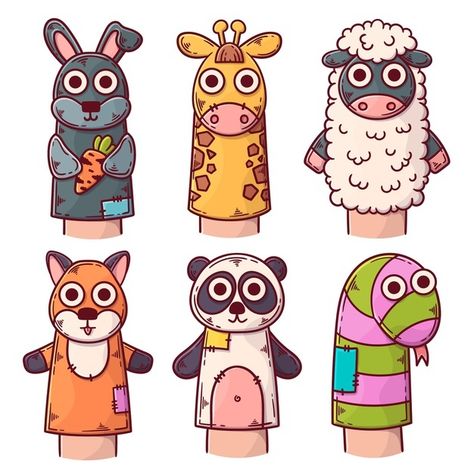 Cute Puppets, Puppet Illustration, Puppet Drawing, Socks Family, Pizza Branding, Planets Art, Hand Puppet, Hand Puppets, Busy Book