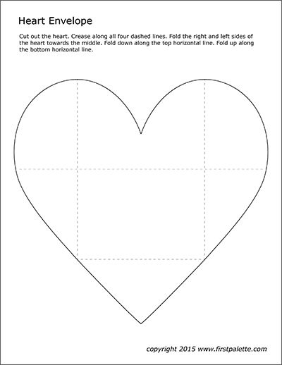 Heart Greeting Card | Free Printable Templates & Coloring Pages | FirstPalette.com Envelope From Heart, Valentine Heart Envelope, Gift Envelope Template, Paper Heart Card Diy, Folded Heart Envelope, How To Fold A Heart Into An Envelope, Heart Envelope Template Free Printable, Love Heart Envelope, Foldable Heart Template