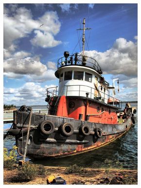 Working Boat, Abandoned Ships, Jon Boat, Old Boats, Cool Boats, Boat Art, Boat Painting, Yacht Boat, Tug Boats