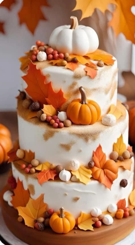 Autumn Cake Ideas Birthday, Autumn Cake Ideas, Autumn Birthday Theme, Autumnal Cake, Autumn Birthday Cake, Fall Themed Cake, Fall Theme Cakes, Autumn Cakes, Fall Leaf Cake