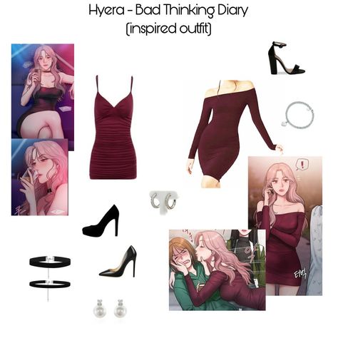 Hyera - Bad Thinking Diary (Inspired Outfit) Webtoon Inspired Outfits, Manhwa Inspired Outfits, Bad Thinking Diary, Everyday Cosplay, Christmas Shoes, Korean Casual Outfits, Anime Inspired Outfits, Everyday Fashion Outfits, Beauty Clothes