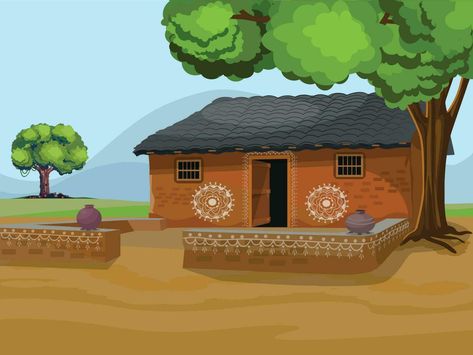 Indian village old house living area with the house. Indian farmer's house. House Indian, Free Green Screen Backgrounds, Free Cartoon Characters, Album Artwork Cover Art, Photoshop Backgrounds Backdrops, House Cartoon, Nature Background Images, Dark Background Wallpaper, Village Photos