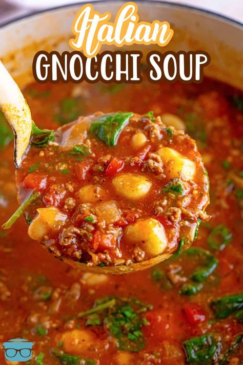 Italian Gnocchi Soup, Tomato Gnocchi Soup, Pizza Sauces, Italian Gnocchi, Gnocchi Recipes Soup, Stews Recipes, Fall Soup, Pasta Fagioli, Gnocchi Soup