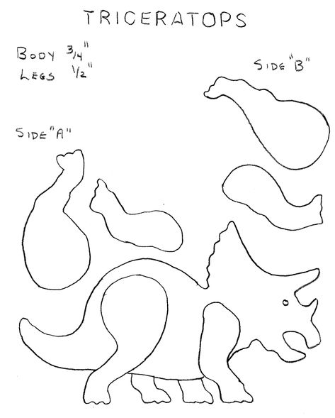 Toy Pattern: Dinosaur-Triceratops – St. Louis Woodworkers Guild Make Stuffed Animals, Drawstring Backpack Pattern, Wood Template, Dinosaur Stencil, Dinosaur Template, Dinosaur Theme Preschool, Dinosaur Birthday Theme, Dinosaur Quilt, Felt Animal Patterns