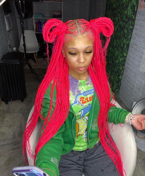 Pink Small Knotless Braids, Names Of Braids, Black Women Names, Types Of Box Braids, Pink Braided Hairstyles, Hot Pink Braids, Braided Hairstyles For Black Men, Braids Hairstyles Black Women, Style Knotless