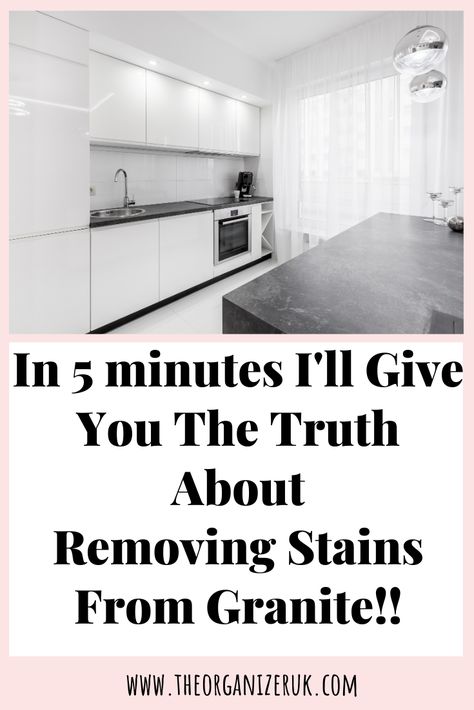 Learn how to get rid of nearly all organic stains in granite. #granite #stainremoval #cleaningtips #cleaninghacks #homemaking #housework #housekeeping Remove Water Stains, Northern White Cedar, House Cleansing, Honed Granite, Remove Oil Stains, Mildew Remover, Clean Pots, Organisation Hacks, Hard Water Stains