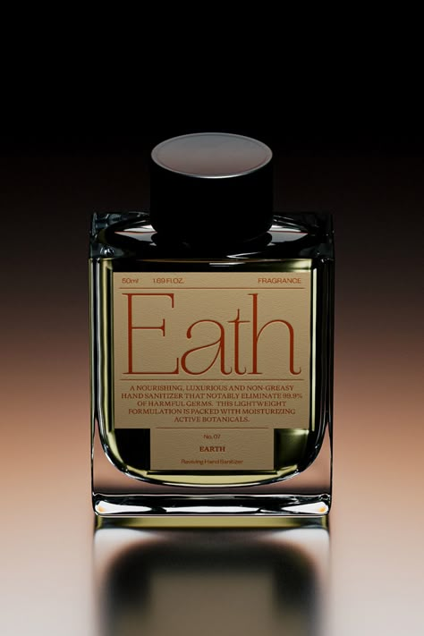 Eath fragrant hand sanitizer package design by Han Gao - Fivestar Branding Agency Is A Design and Branding Agency. This Work Belongs to The Accredited Artist and Is Curated For Inspiration Only #frangrancepackaging #packaging #luxurypackaging #packagedesign #cosmeticpackaging #skincarepackaging Perfume Label, Fragrance Packaging, Perfume Bottle Design, Perfume Packaging, Perfume Design, Perfume Brands, Beauty Packaging, Cosmetic Packaging, Fragrance Design