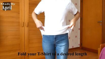 How To Shorten A T Shirt Without Sewing, How To Shorten A Tshirt No Sew, How To Shorten A T Shirt, How To Hem Tshirts, How To Hem A T Shirt Sewing Tutorials, T Shirt Too Long Hack, Tshirt Too Long Hack, Shorten Tshirt, Shorten A Tshirt