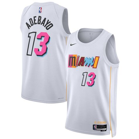 Miami Jersey, Retro Nba Jerseys, Miami Heat Jersey, Miami Heat Game, Bam Adebayo, Heat Game, Best Jersey, Windrunner Jacket, White City