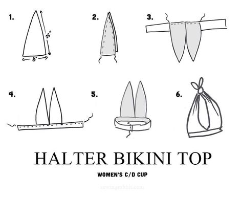 Halter Top Pattern Sew Free, How To Make Halter Top, How To Sew A Bathing Suit, Bathing Suit Pattern Sewing, How To Sew Bikinis, Free Halter Top Sewing Pattern, Summer Tops To Sew, Sew A Halter Top, Halter Top Sewing Pattern Free