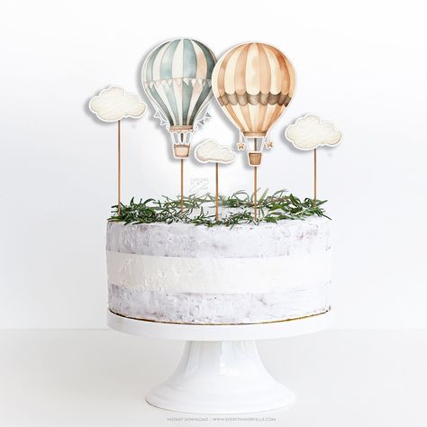 He Or She It’s Up In The Air Gender Reveal, He Or She Its Up In The Air, Up In The Air Gender Reveal, Boho Gender Reveal Cake, Air Balloon Gender Reveal, Hot Air Balloon Gender Reveal, Printable Cutouts, Boho Gender Reveal, Balloon Gender Reveal