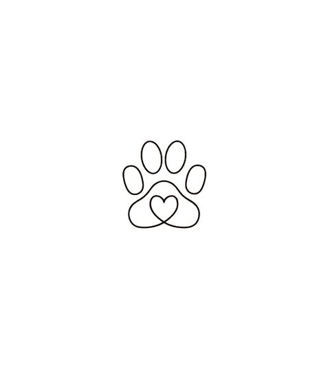 Paw With Heart Tattoo, Paw Print Tattoo Simple, One Line Paw Tattoo, Havanese Tattoo Ideas, Paw Print Line Tattoo, Dog Paw Outline Tattoo, Unique Paw Print Tattoo, Tattoo Outlines For Beginners, Easy Tattoo Outlines