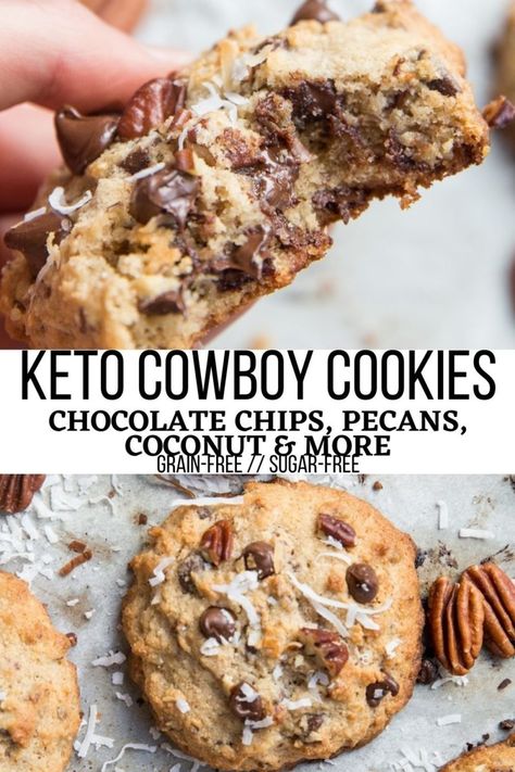 1000 Calorie, Pan Relleno, Keto Cookie Recipes, Desserts Keto, Breakfast Low Carb, Postre Keto, Cowboy Cookies, Low Carb Dessert, Low Carb Cookies