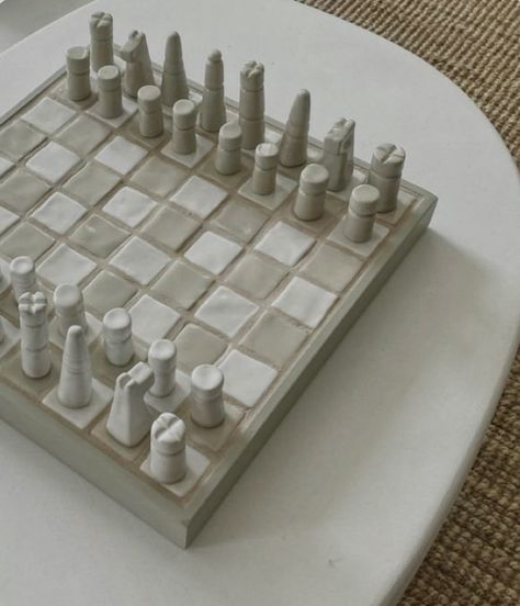 Chessboard Cool Things To Make In Ceramics, Ceramics Board Game, Simple Chess Pieces, Pottery Figures Ideas, Ceramic Games Handmade, Ceramic Project Ideas High School, Ceramics Projects Easy, Pottery Handbuilding Templates, Creative Pottery Ideas Ceramic Art