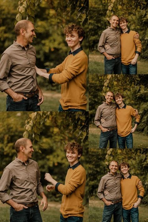 Older Family Photos, Father Son Pictures, Father Son Photography, Father Son Photos, Family Session Poses, Sibling Photography Poses, Son Photo Ideas, Fall Family Outfits, Family Photoshoot Poses