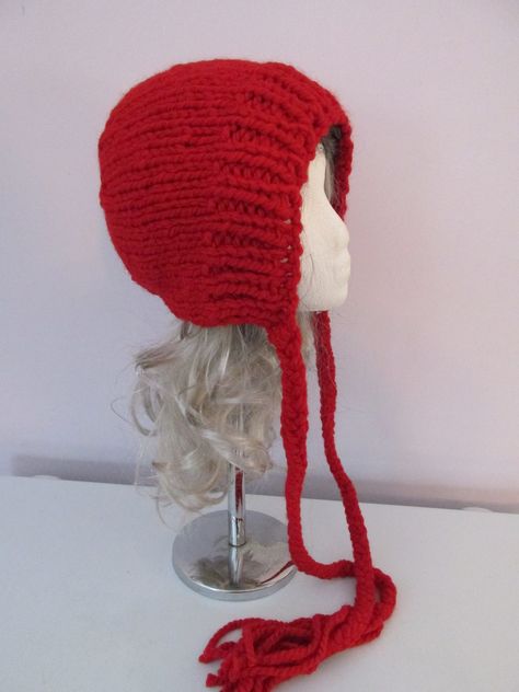 Red Hat Crochet, Knitted Bunny Hat, Red Crochet Hat, Winter Outfits Hat, Bonnet Crochet Pattern Free, Crochet Bonnet Free Pattern, Crochet Winter Ideas, Diy Winter Hat, Bonnet Knitting Pattern