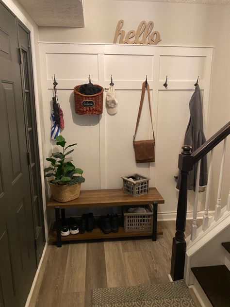 Entry Way Bench And Shelf, Board And Batten Entryway With Bench, Entryway With Bench, Board And Batten Entryway, Batten Entryway, Entryway Designs, House Entryway, Entryway Decor Small, House Organization