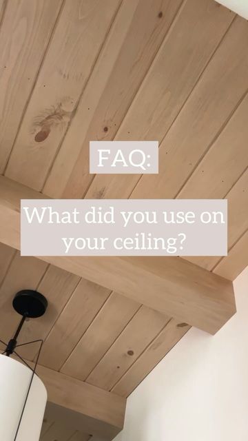 Paige Bower | Budget DIY + Custom Carpentry + Design on Instagram: "✨ Most Asked Question: What all did we use on our ceiling here? ✨

We used pine tongue & groove + clear pine for the faux beams. I sanded everything + stained it all before we installed. 

My stain process is saved to my highlight bubble: Stain Combo. 

Save, like & Follow for more DIY projects like this!!

#pine #clearpine #tongueandgrooveceiling #tongueandgroove" How To Install Tongue And Groove Ceiling, White Wash Pine Ceiling, Stained Pine Ceiling, Pine Tongue And Groove Ceiling, Knotty Pine Ceiling, Custom Carpentry, Tongue And Groove Ceiling, Stain On Pine, Porch Ceiling