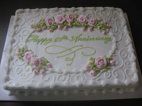 Anniversary Sheet Cake Ideas | Anniversary - This is an 11x15 sheet cake with pink royal icing roses ... Anniversary Sheet Cake Ideas, Anniversary Sheet Cake, Costco Cakes, Royal Icing Roses, Sheet Cake Ideas, Sheet Cakes Decorated, Icing Roses, Wedding Sheet Cakes, Pastel Rectangular