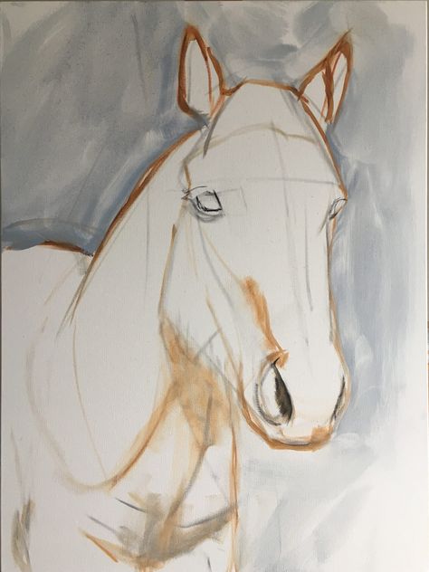 Diy Horse Painting On Canvas, Abstract Painting Horse, Horse Painting Simple, Diy Horse Painting, How To Paint Horses Step By Step, Oil Painting Sketch, Horse Painting On Canvas Easy Step By Step, Paint Horse Drawing, Painting Horses Acrylic Step By Step