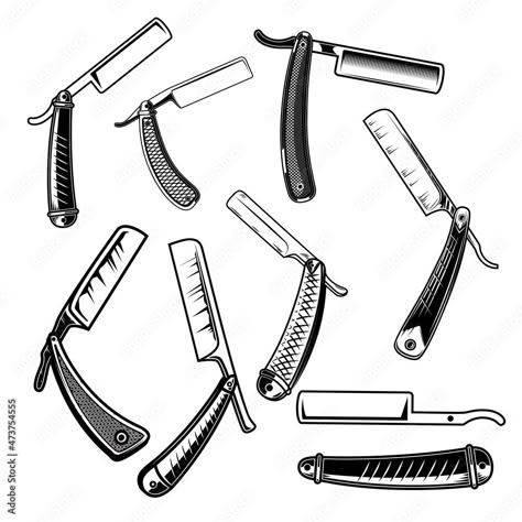 Download Set of barber razors . Design element for poster, emblem, sign, logo, label. Vector illustration Stock Vector and explore similar vectors at Adobe Stock. Barber Straight Razor Tattoo, Straight Razor Tattoo Design, Barber Drawing Ideas, Barber Razor Tattoo, Razor Tattoo Old School, Barber Logo Design Ideas, Cut Throat Razor Tattoo, Barber Tattoo Design, Straight Razor Tattoo