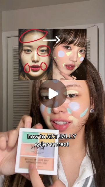 mei 🎀 beauty creator | how to ACTUALLY color correct! color correcting before doing the rest of your makeup will help make everything look seamless 💗 here’s a... | Instagram How To Color Correct Makeup, Color Corrector Guide, Colour Correcting Makeup, Color Correcting Guide, Color Correct Dark Circles, Color Correction Makeup, Corrective Makeup, Korean Colors, Color Correcting