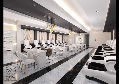 3D Interior Design - The ViPro Luxury Nail Salon, Beauty Shop Decor, Salon Design Ideas, Nail Salon Interior Design, Nail Salon Furniture, Nail Salon Interior, Spa Interior Design, Hair And Nail Salon, Salon Suites Decor