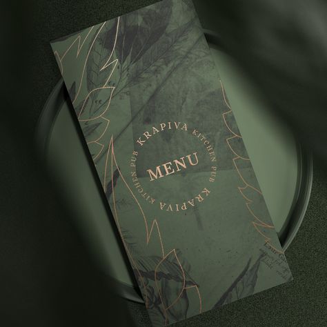 Menu Branding, Green Restaurant, Menu Cover Design, Menu Card Design, Menue Design, Spa Menu, Elegant Restaurants, Stationary Branding, Food Logo Design