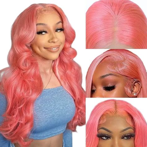 Pink Wigs Black Women, Pink Frontal Wig, Pink Lace Front Wig, Pink Lace Front, Body Lace, Chemical Substances, Pink Wig, 100 Human Hair Wigs, Curly Waves