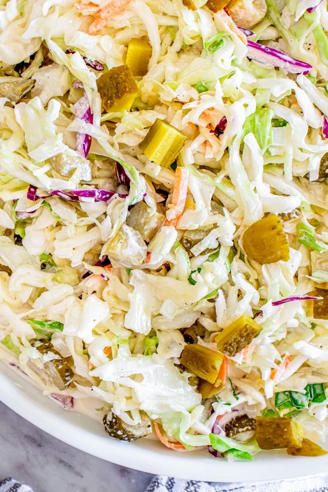 DILL PICKLE COLESLAW Pickle Juice Coleslaw, Dukes Mayonaise, Dill Pickle Coleslaw, Pickle Coleslaw, Fall Soup, Fall Soup Recipes, Easy Rice Recipes, Cole Slaw, Dill Pickles