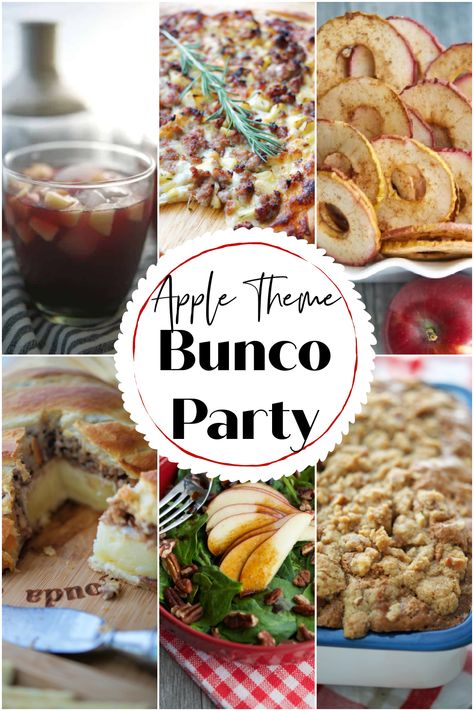 Host an Apple Theme Bunco Party or just use these recipes to celebrate Fall. Either way, you'll enjoy these tasty creations! Dinner For Bunco Group, Fall Themed Bunco Party, Fall Bunco Party Ideas, Fall Bunko Ideas, Apple Themed Food Party Ideas, Thanksgiving Bunco Food Ideas, Bunco Themes Ideas For September, Bunco Party Themes November, Fall Themed Brunch Ideas