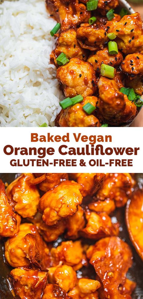 Easy Gluten Free Dinner, Starch Solution Recipes, Vegan Cauliflower Recipes, Orange Cauliflower, Gluten Free Dinner Easy, Comforting Dinner, Oil Free Vegan Recipes, Plant Based Diet Recipes, Vegan Cauliflower