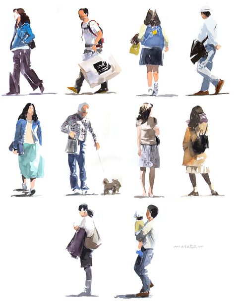 Kunst Inspo, Fall Drawings, Urban People, Human Figure Sketches, Watercolor Paintings Nature, Watercolor City, Sketches Of People, Watercolor Paintings For Beginners, Watercolor Projects