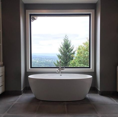 Photo 59 of 480 in Best Bath Photos from NW Portland Hills... Window Above Tub, Bath Under Window, Bath Freestanding, Bathroom Tubs, Bathroom Remodel Plans, Bath Photos, Cabin Build, Bath Window, Modern Tub