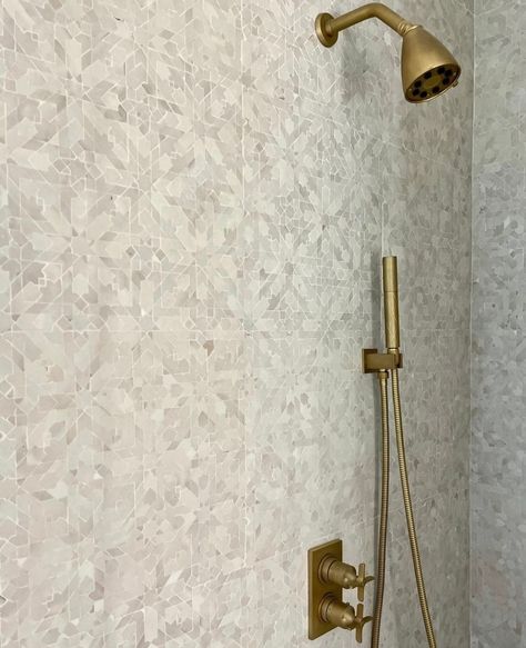 A great way to elevate your bathroom space is with zellige Moroccan mosaics and brass tapware. Get in touch with our team of interior… | Instagram Moroccan Tiles Bathroom, Tiles Of Ezra, Brass Tapware, Tiles Terrazzo, Moroccan Bathroom, Interior Architects, Terrazzo Tile, Moroccan Mosaic, Custom Mosaic