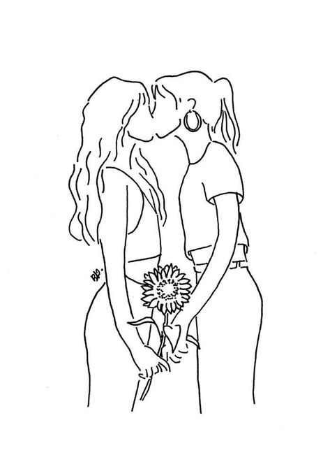 Výtvarné Reference, Minimalist Drawing, Lesbian Art, Lgbt Art, Gay Art, Line Art Drawings, 그림 그리기, Best Ideas, Line Drawing