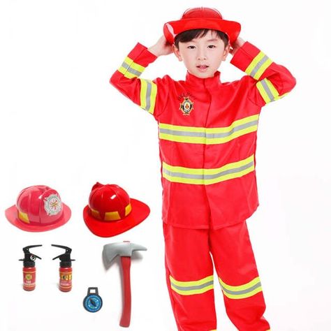 Firemen Costume, Costumes For Boys, Fireman Costume, Nurse Dress, Firefighter Girlfriend, Boys First Birthday Party Ideas, Fireman Sam, Halloween Carnival Party, Fire Drill