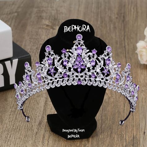 Material:Rhinestone, Crystal 👑Surface length of 15 cm and a crown height of 6.8 cm Black Friday & Christmas, End of the year Final sale 🎁  (Limited Stock!) 🍓PROMO 1: Buy ANY Headpiece get a $22 Nail set For FREE  🍓PROMO 2: Buy total over $99 GET a $50 Crown For FREE  🎊 (Random Surprise Present Pack - Handpicked Mystery Items, Ideal for Gift-Giving, Delightful Surprise with Every Order) 👑Luxury bridal Crown encrusted with crystals, this royal wedding headpiece is perfect for your special da Crowns For Quinceanera, Purple Quinceanera Dresses, Purple Quince, Purple Crown, Crown Birthday, Birthday Tiara, Beautiful Tiaras, Tiara Wedding, Black Friday Christmas